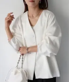 極美品！JUSGLITTY ジャスグリッティー（M）シアーニットブルゾン