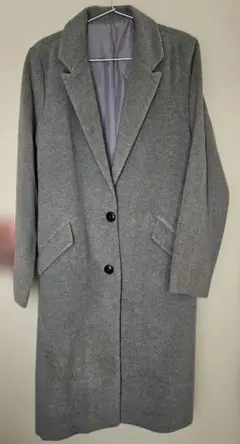 グレー ロングコート 2ボタン