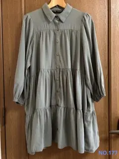 ZARA ザラ ティアード ブラウス チュニック カーキ サイズＬ