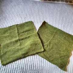 グリーンファブリッククッションカバー　2枚セット