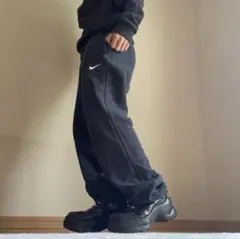 【希少】 NIKE ナイキ ワイドスウェットパンツ 裾ドローコード ブラック