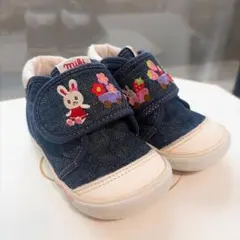 미키 하우스 우사코 아기 신발 13.5cm 데님 자수 기명 없음