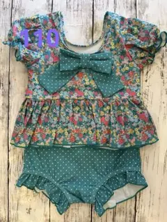 ※新品※花柄リボン付きセパレート水着 110cm