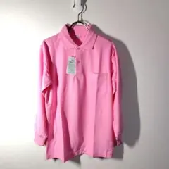 タグ付✨️ポロシャツPoloShirt✨️長袖　胸ポケット　ピンク　無地　S