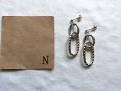 シルバーカラー×ゴールドカラーチェーンピアス着画イヤリング　ハンドメイドピアス