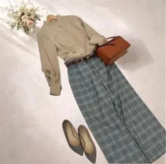 オフィスカジュアル セットアップ コーデ きれいめ ゆったりパンツ M