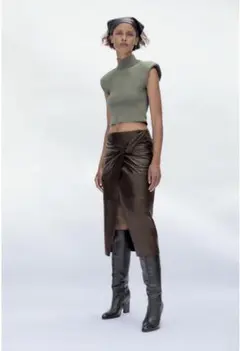 新品　ザラ　ニットトップス　　グリーン