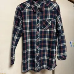 チェック柄長袖チュニックシャツ
