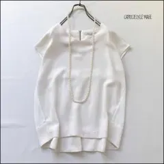 133手洗可◎ウィムガゼット微光沢ライトベージュとろみジョーゼット半袖ブラウスF Whim Gazette - 133手洗可◎ウィムガゼット微光沢ライトベージュとろみ