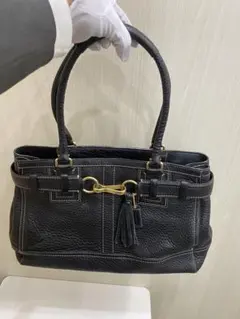 稀少☆COACH(コーチ) がま口ハンドバッグソーホーレザーフレームド