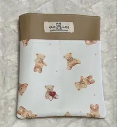 ナースポーチ・オーガナイザー（ハンドメイド）合皮・ベージュ&ハートくま柄