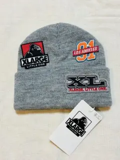 新品未使用 XLARGE kids ワッペンニットキャップ/Fサイズ