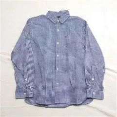 トミー ヒルフィガー ギンガムチェックシャツ ブルー系 キッズ L