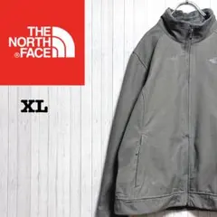 ノースフェイス 裏ボア　ジップアップジャケット　刺繍ロゴ　グレー　古着女子XL