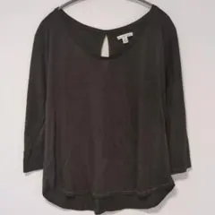 テロ素材 柔らか 春 秋 長袖 Tシャツ ロンT ブラック レディース Mサイズ