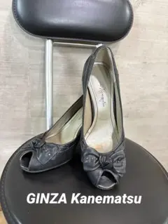 GINZA Kanematsu オープントゥ パンプス リボンのサムネイル