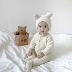 くま　ニットロンパース 着ぐるみ