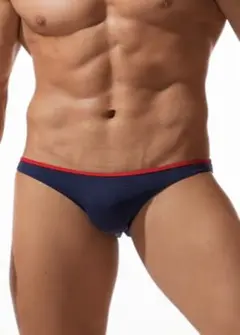 G-ストーション ビキニスタイル下着 ネイビー/レッドウエスト極薄