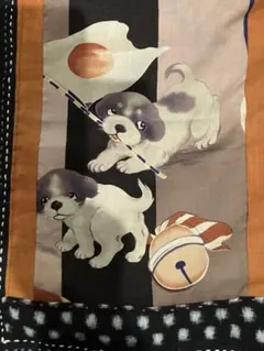 犬　スカート　動物　古布　藍染　着物リメイク　絣　パッチワーク　希少生地