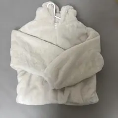 フリースジャケット フード付き ホワイト