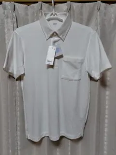 ユニクロ エアリズム ホワイト ボタンダウン カノコポロシャツ M