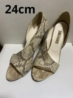 DIANA サンダル パイソン風柄 オープントゥ ヒール 24cm