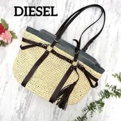 美品《DIESEL 》2wayかごバッグ デニムレザーベルトデザイン 夏のサムネイル