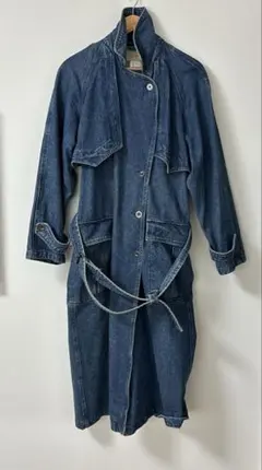 デニムロングジャケット ウエストベルト付き　香港製