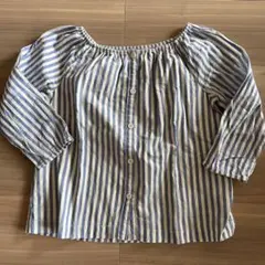GAP KIDS 長袖シャツ 100cm 青白ストライプ