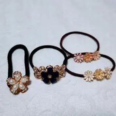 【新品未使用】フラワーデザイン ヘアゴム 4個セット