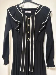 Ank Rouge フロントフリルリボンタイプリーツニットOP