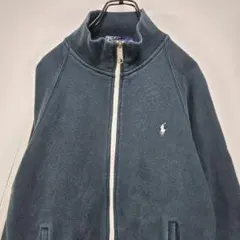 ポロラルフローレン　フルジップ　トレーナー　M　y2k　ライン　ロゴ　人気　古着