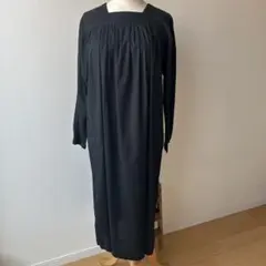 アニエス・ベー　ブラック　ゆったりロング　コットンワンピース　日本製　　S