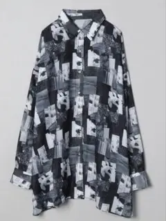 JEANASIS　フォトコラージュシアーシャツ 黒 ジーナシス