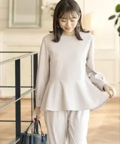 【新品】ハニーズ ペプラムトップス グレージュS
