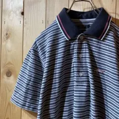 ss4815 GREGNORMAN 半袖ポロシャツ ボーダー グレー 黒 Lのサムネイル