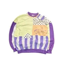 7AS8 異素材クレイジーパターンスウェット 個性的 ヴィンテージ 古着