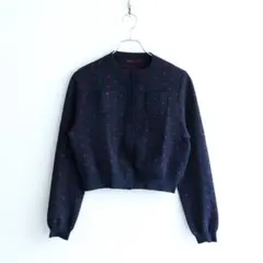 CABaN コットンカシミヤ バイカラークルーネックカーディガン 松たか子