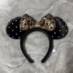 ディズニーカチューシャ ミニー ブラック、ゴールド