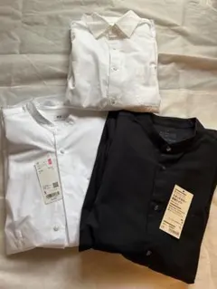 UNIQLO 無印良品 3点セット レギュラー/スタンドカラー長袖シャツ 白 黒