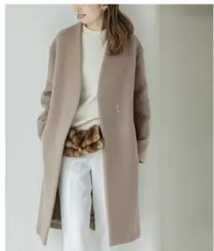 NOBLE ベージュ スプリングコート　ノーカラーコート Noble（ノーブル）｜ノーカラーコート一覧 - WEAR