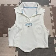 Reebok ノースリーブポロシャツ ホワイト