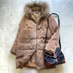 美品 スコットクラブ ダウンコート ラクーンファー コーデュロイ ダウン