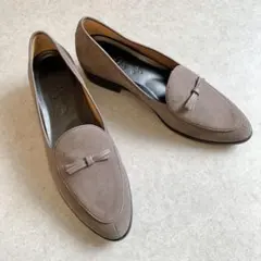 銀座かねまつ ローファー オペラシューズ ベロア ベルベット スエード調 38