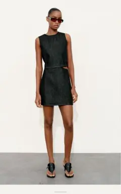 人気完売商品　ZARA カットアウトデニムワンピース