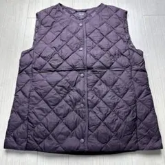 ユニクロWARM PADDEDキルティングベストS紫