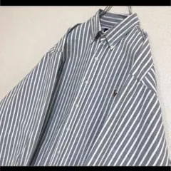 ラルフローレン BDシャツ 長袖 ブルー 白ストライプ マルチポニー刺繍 L