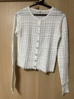 JEANASIS　12Gチェックジャガードクルーカーディガンのサムネイル