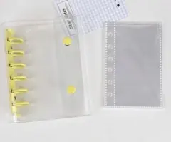 シール帳 A7 クリアバインダー リフィル10枚付き 透明 シール収納 黄色