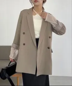 CAPRICIEUX LE’MAGE Wテーラージャケット　グレージュ　Fのサムネイル